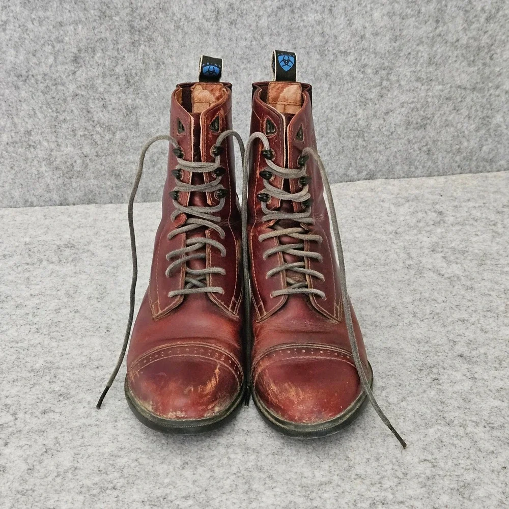 Ariat Heritage Paddock Boots Womens 7B Burgundy Leather Lace Up Cap Toe - Picture 3 of 11